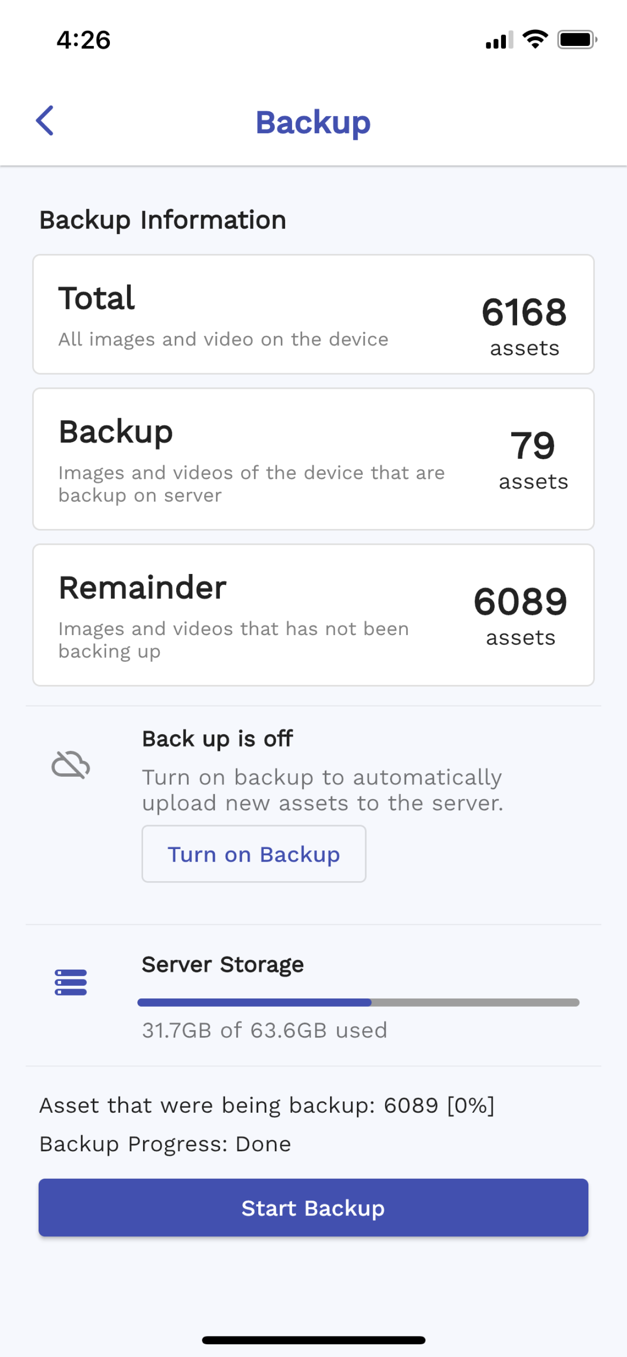 Backup Setting Info
